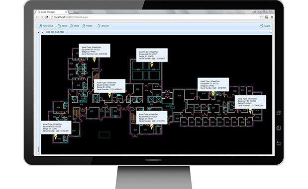 AsseTRAK web-based asset tracking on AutoCAD floor plan